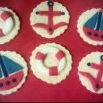12 Fondant Nautical Themed Cupcake Toppers