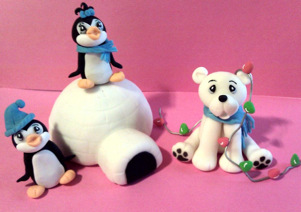 Igloo & Characters Cake Toppers (4 Pieces)